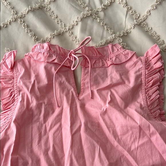 J. Crew Factory Pink Ruffle Sleeveless Top - Picture 2 of 2